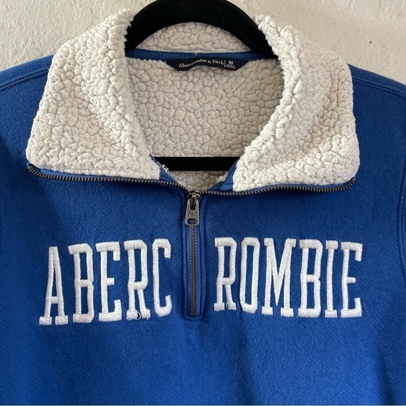 Abercrombie & Fitch Sherpa Jacket 100% Cotton Puff Letters Size Medium - Picture 7 of 7